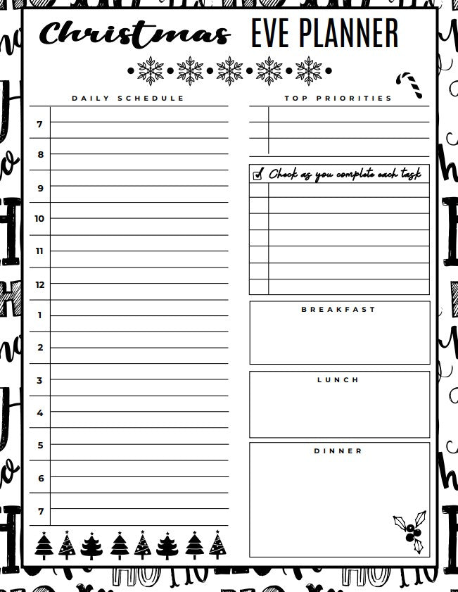 Black and White Christmas Planner