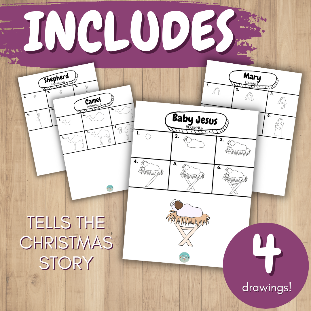 FREE Christmas Drawing Worksheets - Nativity Directed Drawings