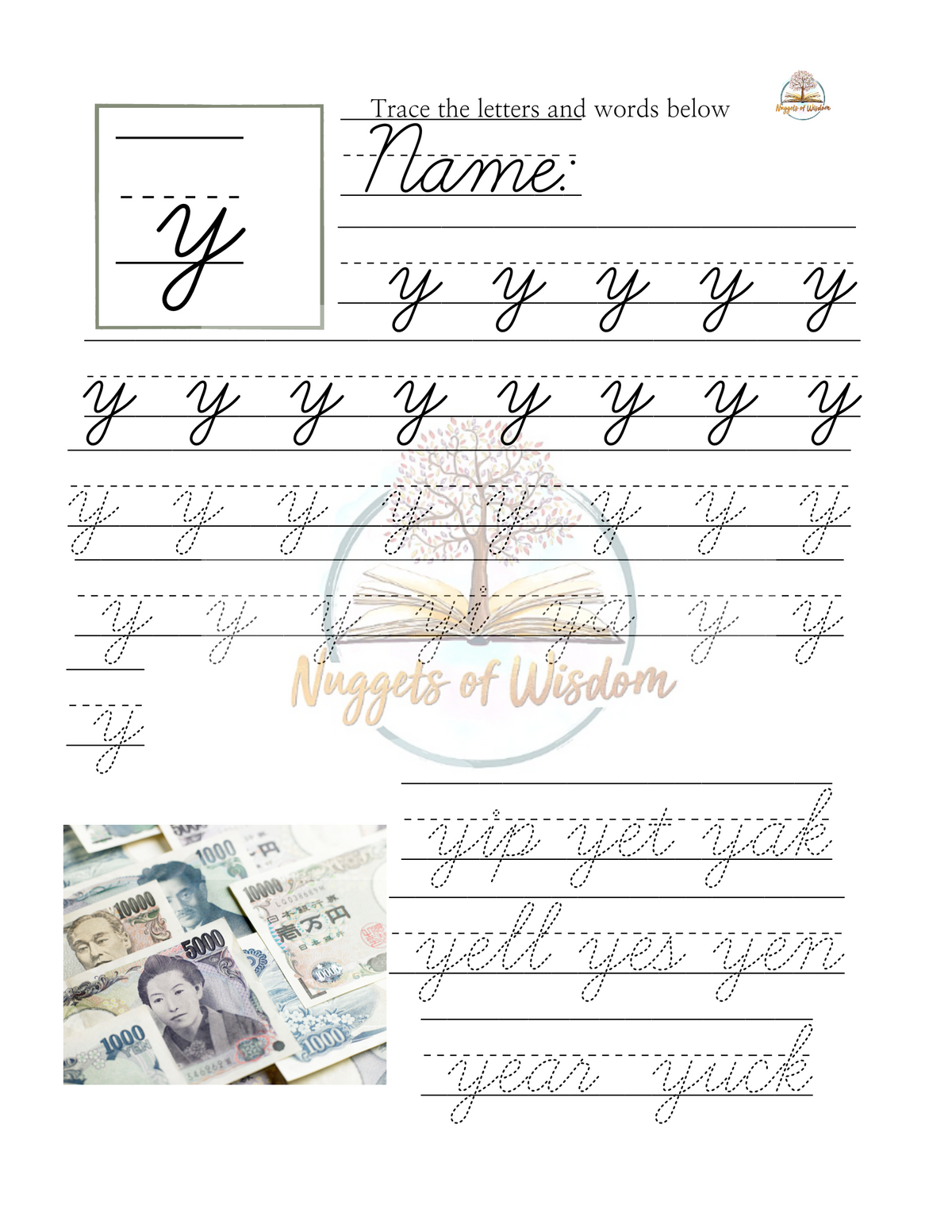 Wisdom In Cursive Lowercase Cursive Handwriting Tracing Workbook – Nuggets of Wisdom