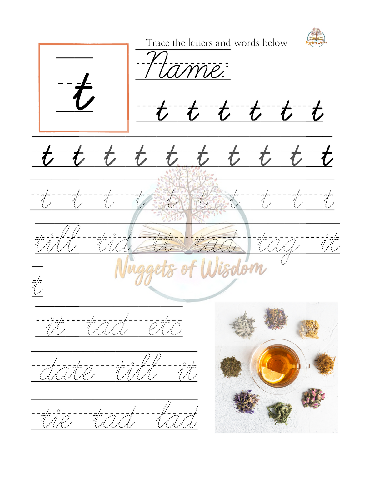 Wisdom In Cursive Lowercase Cursive Handwriting Tracing Workbook – Nuggets of Wisdom