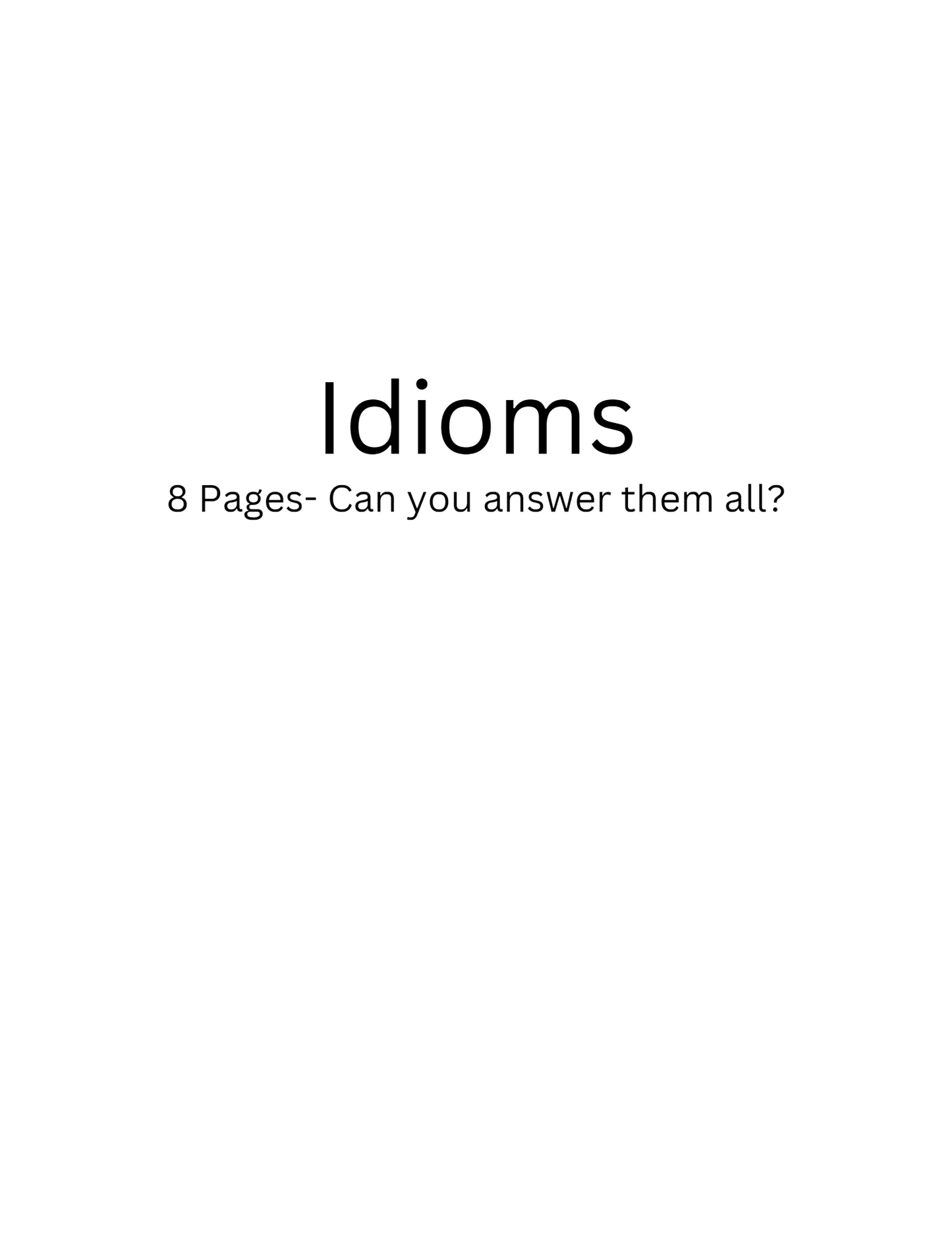 Idioms and Rebus Activity Sheet