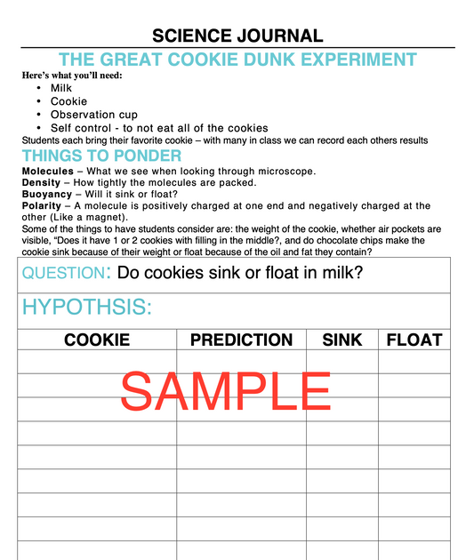 The Ultimate Cookie Dunk! Science Experiment Journal & Step-By-Step Instructions