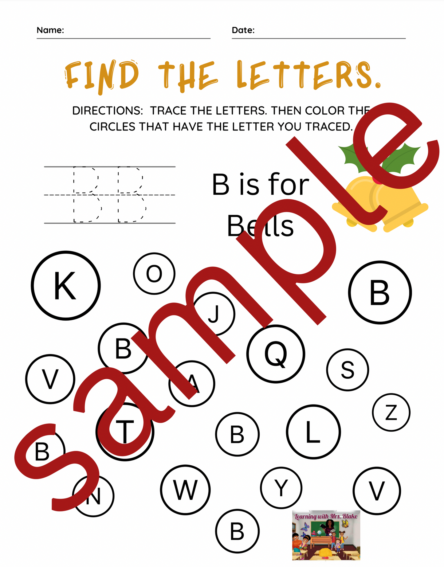 Christmas Themed Beginning Letter Alphabet Tracing and Matching Workbook