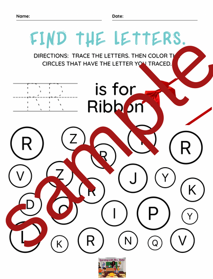 Christmas Themed Beginning Letter Alphabet Tracing and Matching Workbook