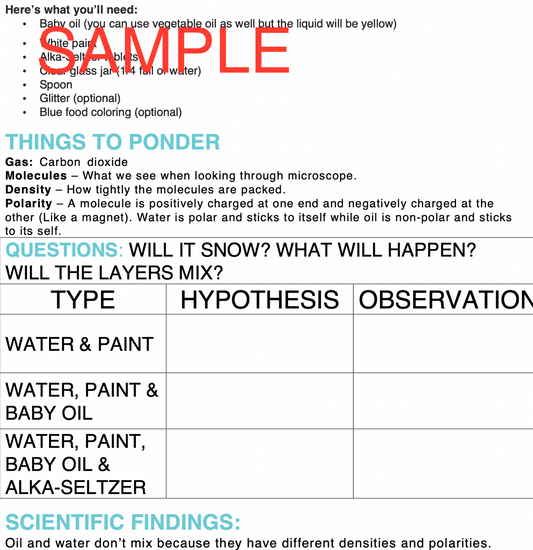 Snowstorm-in-a-Jar Science Experiment Journal & Step-By-Step Instructions