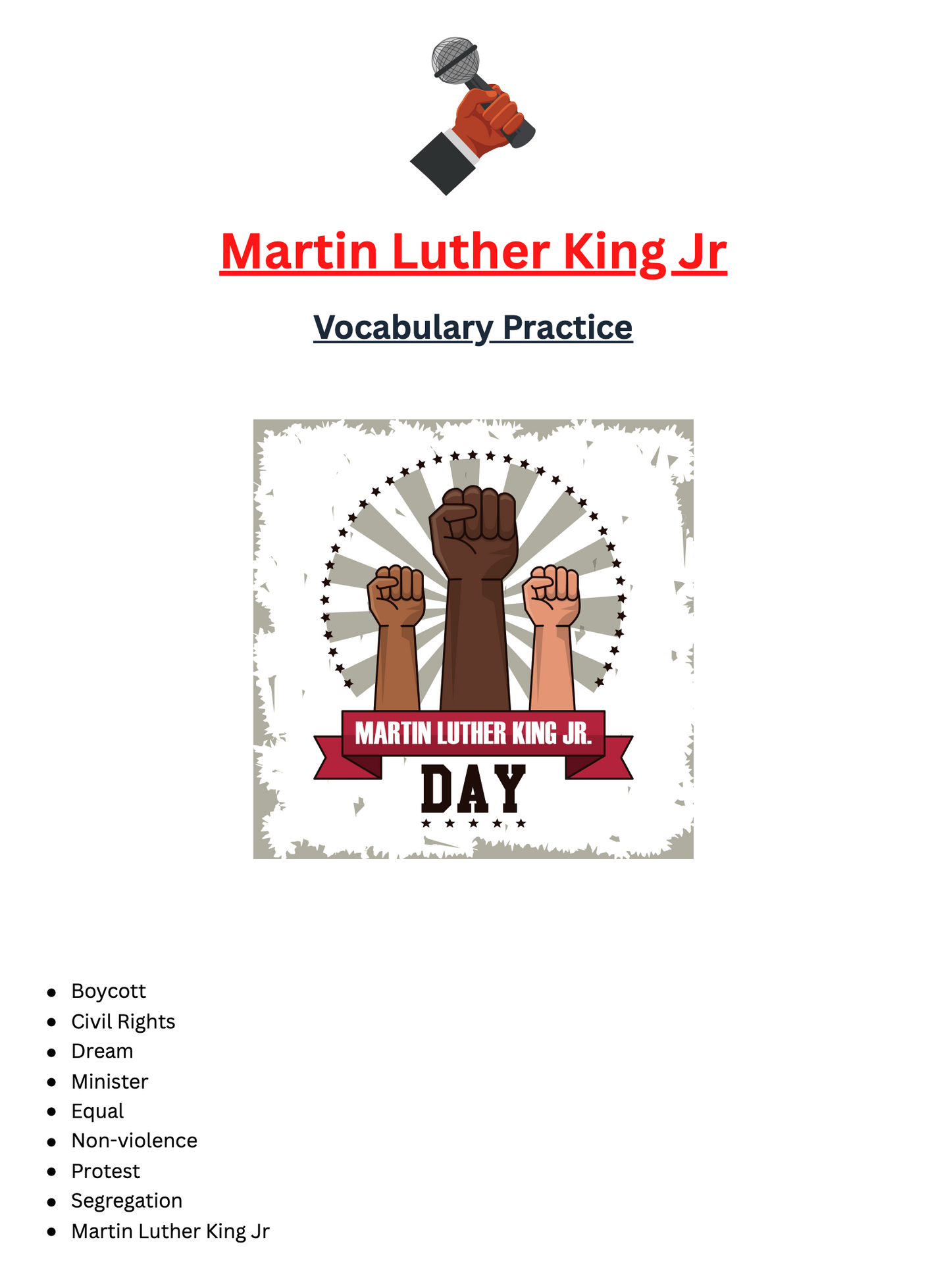 MLK Vocabulary Practice
